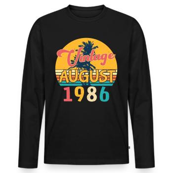 Année de construction 1986 en août - T-shirt manches longues Premium bio Homme - noir - Devant - Nico (187cm)