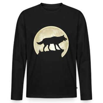 Full Moon Wolf Pack Wolf Pack - Men's Premium Organic Long Sleeve Shirt - black - Front - Nico (187cm)