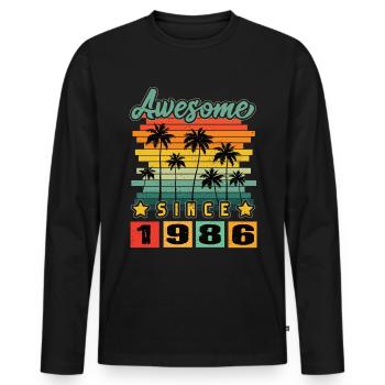 Awesome Since 1986 - Männer Premium Bio Langarmshirt - Schwarz - Vorne - Nico (187cm)