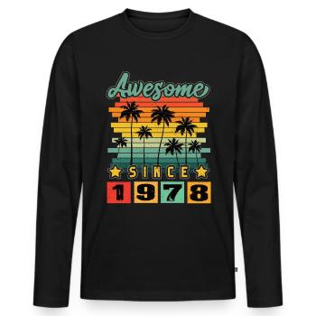 Awesome Since 1978 - Männer Premium Bio Langarmshirt - Schwarz - Vorne - Nico (187cm)
