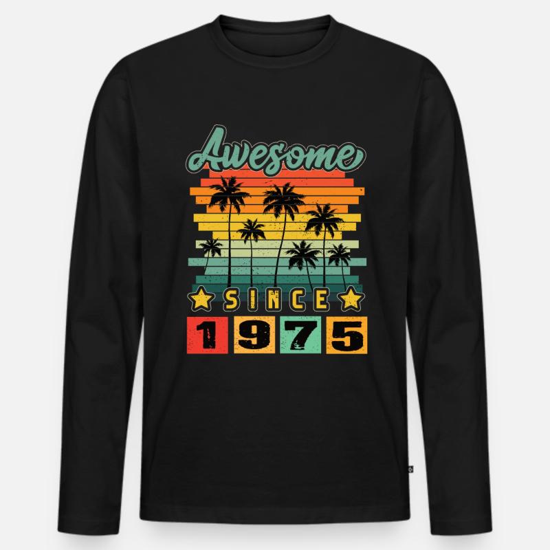 Awesome Since 1975 - Männer Premium Bio Langarmshirt - Schwarz