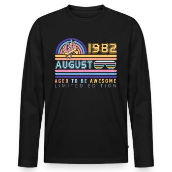 40e anniversaire août 1982 - T-shirt manches longues Premium bio Homme - noir - Devant - Nico (187cm)