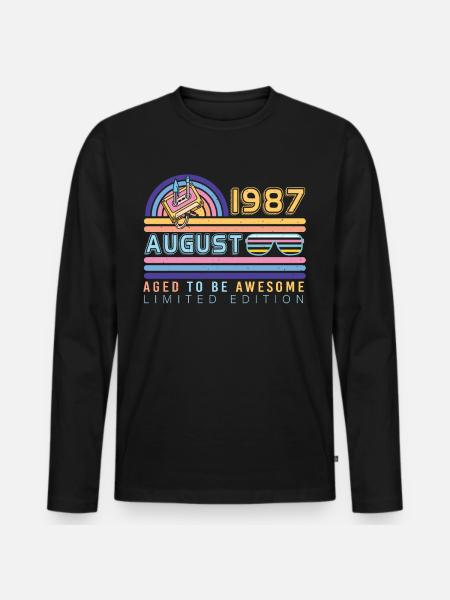 Geschenkidee August 1987 - Männer Premium Bio Langarmshirt - Schwarz