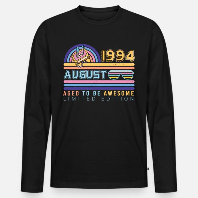 1994 August Legendär - Männer Premium Bio Langarmshirt - Schwarz