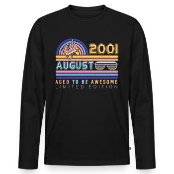 Geboren Im August 2001 - Männer Premium Bio Langarmshirt - Schwarz - Vorne - Nico (187cm)