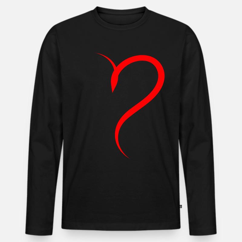 Halbes Rotes Herz - Männer Premium Bio Langarmshirt - Schwarz