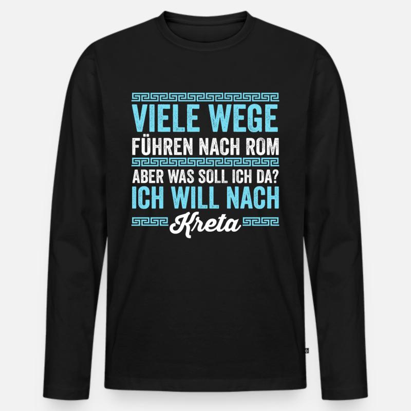 Ich will nach Kreta - Männer Premium Bio Langarmshirt - Schwarz