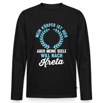Meine Seele will nach Kreta - Männer Premium Bio Langarmshirt - Schwarz - Vorne - Nico (187cm)