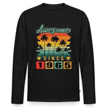 Awesome Since 1965 - Männer Premium Bio Langarmshirt - Schwarz - Vorne - Nico (187cm)