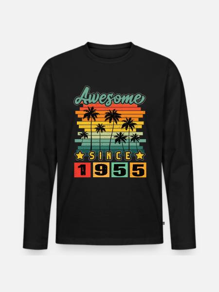 Awesome Since 1955 - Men's Premium Organic Long Sleeve Shirt - black