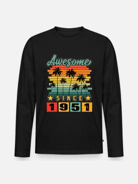 Awesome Since 1951 - Men's Premium Organic Long Sleeve Shirt - black