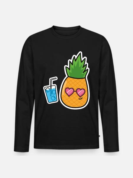 Ananas Urlaub Sommerzeit - Männer Premium Bio Langarmshirt - Schwarz