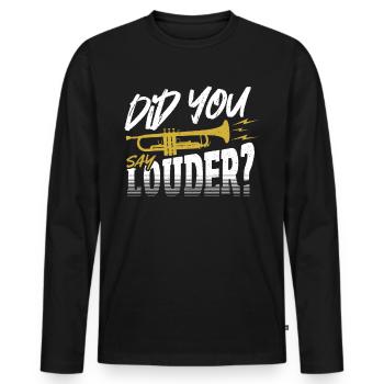 Avez-vous dit plus fort? Trompette Trompette - T-shirt manches longues Premium bio Homme - noir - Devant - Nico (187cm)