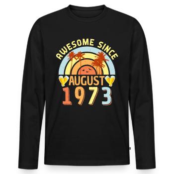 August 1973 Vintage - Men's Premium Organic Long Sleeve Shirt - black - Front - Nico (187cm)