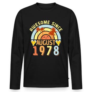 August 1978 Retro - Men's Premium Organic Long Sleeve Shirt - black - Front - Nico (187cm)