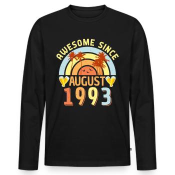 Baujahr 1993 Im August - Männer Premium Bio Langarmshirt - Schwarz - Vorne - Nico (187cm)