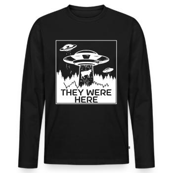 Alien Tshirt UFO Alien Children Mars Gentlemen - Men's Premium Organic Long Sleeve Shirt - black - Front - Nico (187cm)