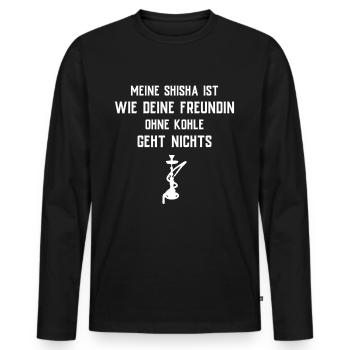 Shisha Doppelapfel Hookah Rauchen Tabak Vape Kohle - Männer Premium Bio Langarmshirt - Schwarz - Vorne - Nico (187cm)