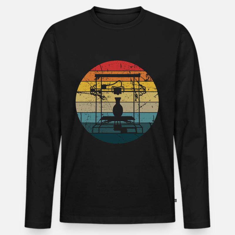 3d Drucker - Männer Premium Bio Langarmshirt - Schwarz