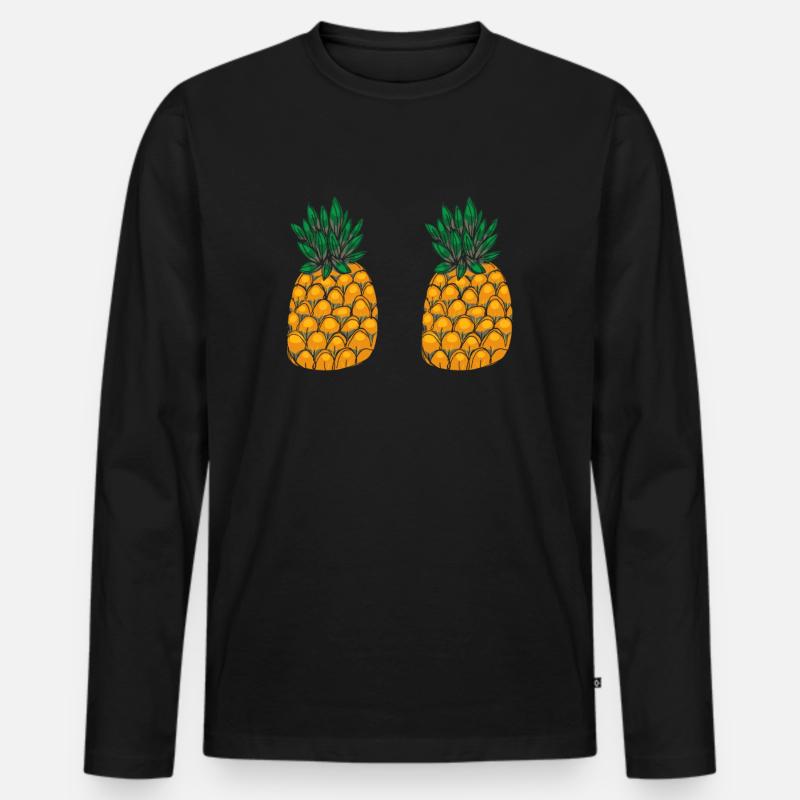 Ananas - Männer Premium Bio Langarmshirt - Schwarz