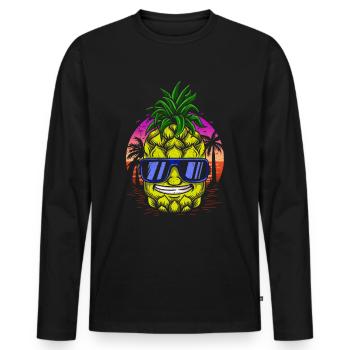 Pineapple Hawaii Gift Fruit Fruit Pineapple Fruit - Men's Premium Organic Long Sleeve Shirt - black - Front - Nico (187cm)