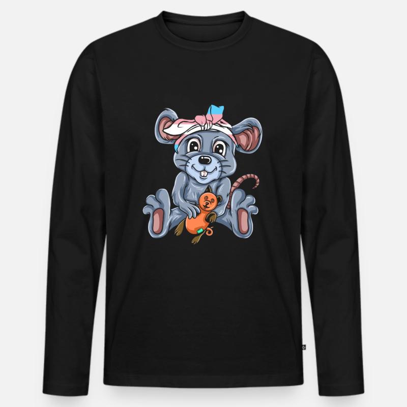 Maus - Männer Premium Bio Langarmshirt - Schwarz