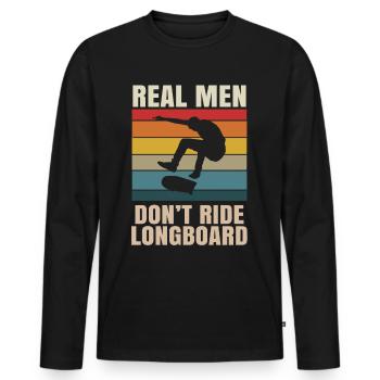 Skateboard Kickflip Gift Longboard Sk8er Sk8 - Men's Premium Organic Long Sleeve Shirt - black - Front - Nico (187cm)