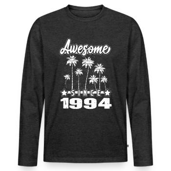 Awesome Since 1994 - Men's Premium Organic Long Sleeve Shirt - heather anthracite - Front - Nico (187cm)
