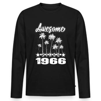 Awesome Since 1966 - Männer Premium Bio Langarmshirt - Schwarz - Vorne - Nico (187cm)