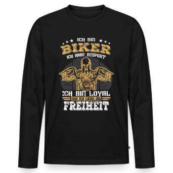 Biker Motorradfahrer - Spruch - Männer Premium Bio Langarmshirt - Schwarz - Vorne - Nico (187cm)