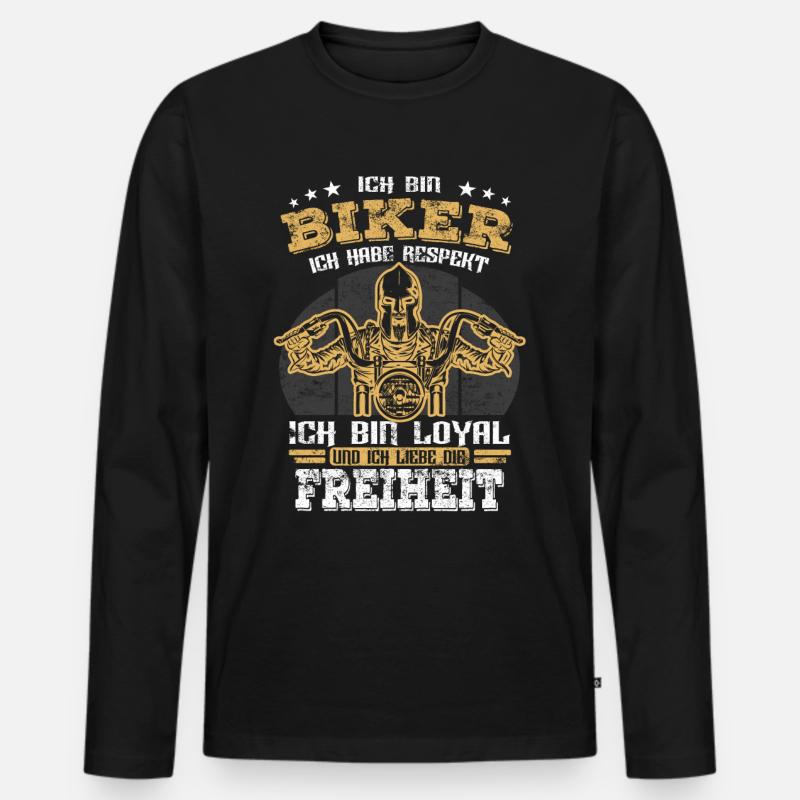 Biker Motorradfahrer - Spruch - Männer Premium Bio Langarmshirt - Schwarz