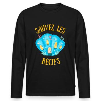 SAUVEZ LES RÉCIFS BLEU - T-shirt manches longues Premium bio Homme - noir - Devant - Nico (187cm)