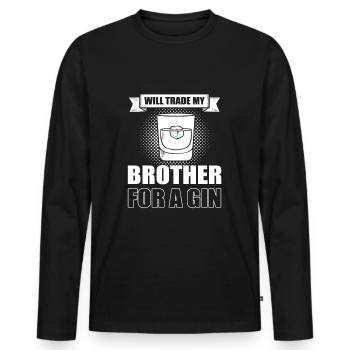 J’échangerai mon frère contre un gin - T-shirt manches longues Premium bio Homme - noir - Devant - Nico (187cm)