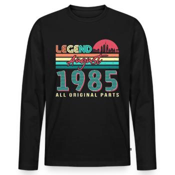 Année de construction 1985 en août - T-shirt manches longues Premium bio Homme - noir - Devant - Nico (187cm)