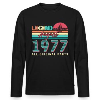 Vintage 1977 August - Männer Premium Bio Langarmshirt - Schwarz - Vorne - Nico (187cm)