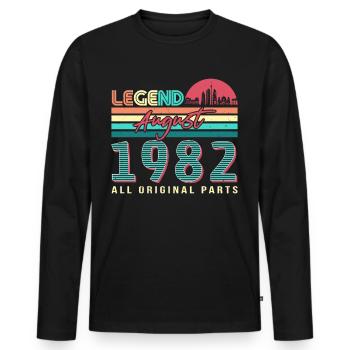 40e anniversaire août 1982 - T-shirt manches longues Premium bio Homme - noir - Devant - Nico (187cm)