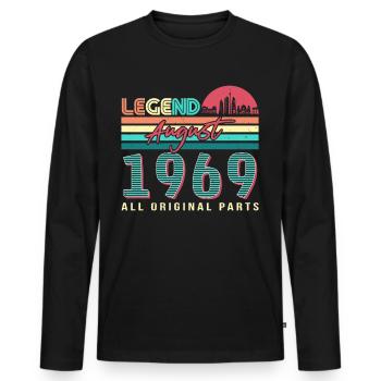 August 1969 Legende - Männer Premium Bio Langarmshirt - Schwarz - Vorne - Nico (187cm)