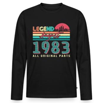Retro 1983 August - Men's Premium Organic Long Sleeve Shirt - black - Front - Nico (187cm)