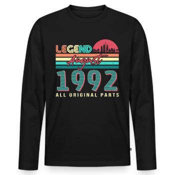 A l’âge de 30 août 1992 - T-shirt manches longues Premium bio Homme - noir - Devant - Nico (187cm)