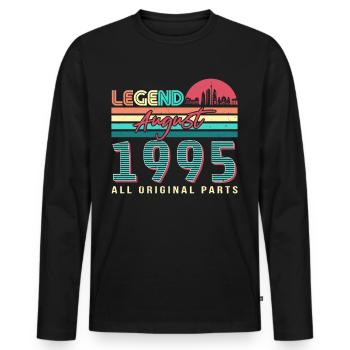 Mois de naissance Août 1995 - T-shirt manches longues Premium bio Homme - noir - Devant - Nico (187cm)