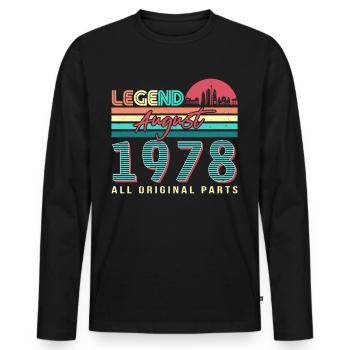 Retro 1978 August - Men's Premium Organic Long Sleeve Shirt - black - Front - Nico (187cm)