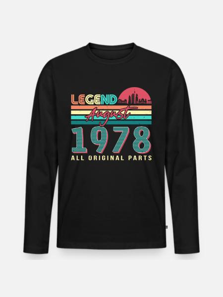 Rétro 1978 Août - T-shirt manches longues Premium bio Homme - noir