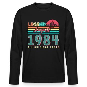 Année de construction 1984 en août - T-shirt manches longues Premium bio Homme - noir - Devant - Nico (187cm)