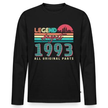 Né en août 1993 - T-shirt manches longues Premium bio Homme - noir - Devant - Nico (187cm)