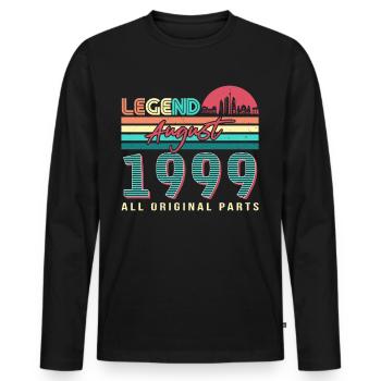 Salutations d’anniversaire août 1999 - T-shirt manches longues Premium bio Homme - noir - Devant - Nico (187cm)