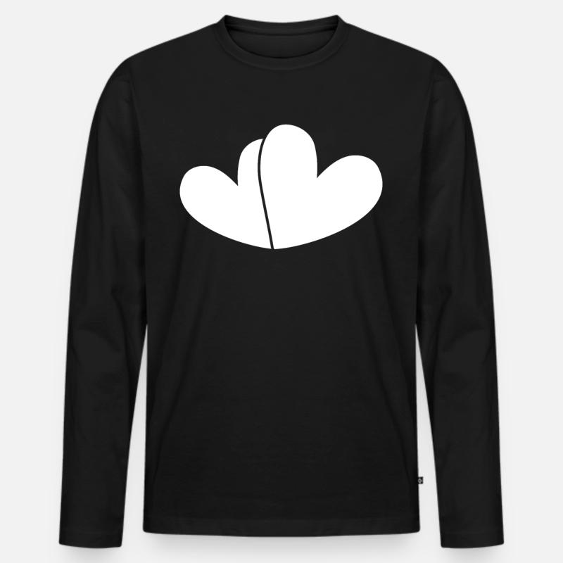 Zwei Weisse Herzen - Männer Premium Bio Langarmshirt - Schwarz