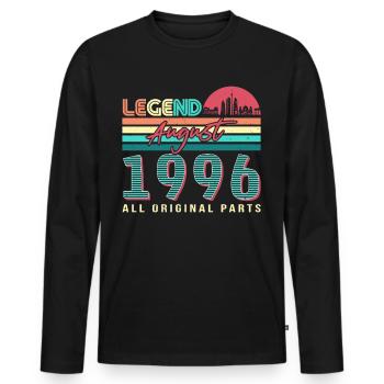 Mois de naissance Août 1996 - T-shirt manches longues Premium bio Homme - noir - Devant - Nico (187cm)