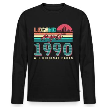Geboren Im August 1990 - Männer Premium Bio Langarmshirt - Schwarz - Vorne - Nico (187cm)