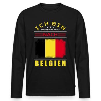 Ich Bin Dann Mal Weg Nach Belgien Fahne Urlaub - Männer Premium Bio Langarmshirt - Schwarz - Vorne - Nico (187cm)
