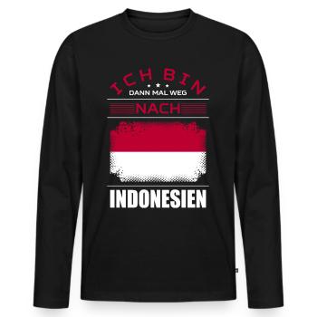 Ich Bin Dann Mal Weg Nach Indonesien Fahne Urlaub - Männer Premium Bio Langarmshirt - Schwarz - Vorne - Nico (187cm)